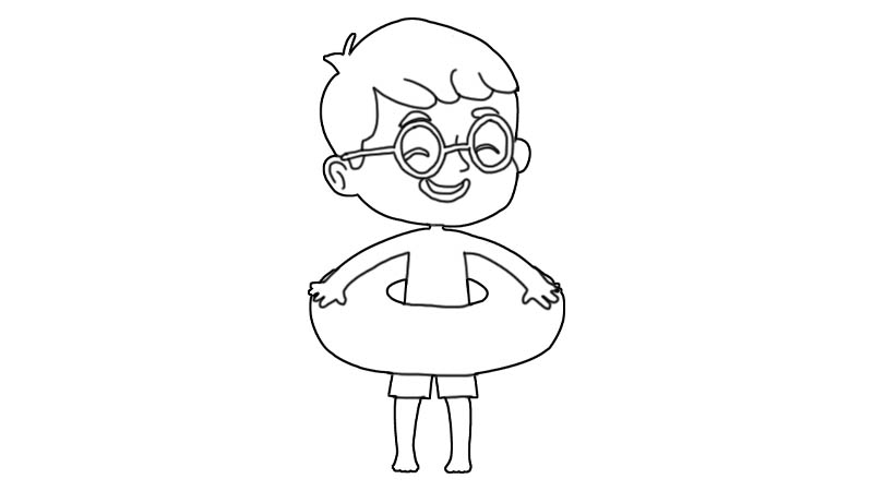 带游泳圈的小男孩简笔画画法  带游泳圈的小男孩简笔画步骤